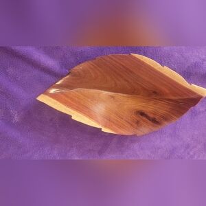 Hand Carved Leaf Decorative Wood Bowl